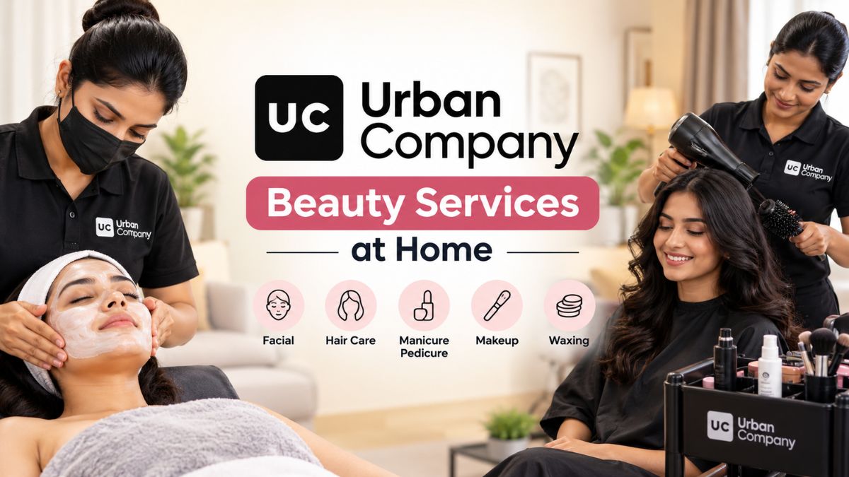 Urban Company Beauty Services at Home - Reviews 6 Urban Company beauty services at home, featuring professional beauticians providing facial and hair-care treatments in a comfortable home setting.